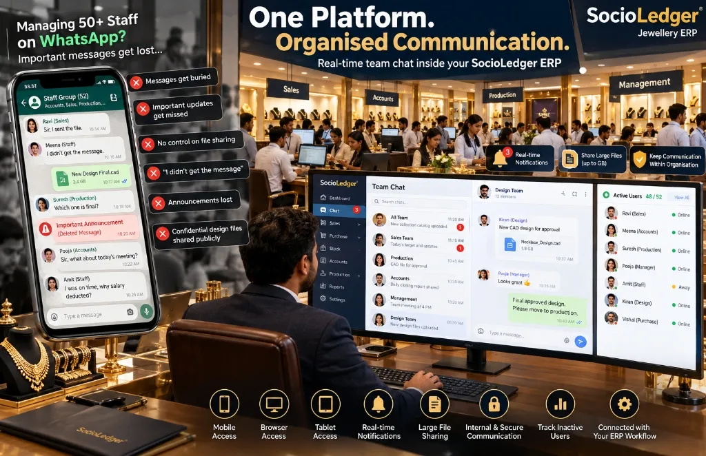 Jewelry ERP Internal Chat: Stop Using WhatsApp for 50+ Staff